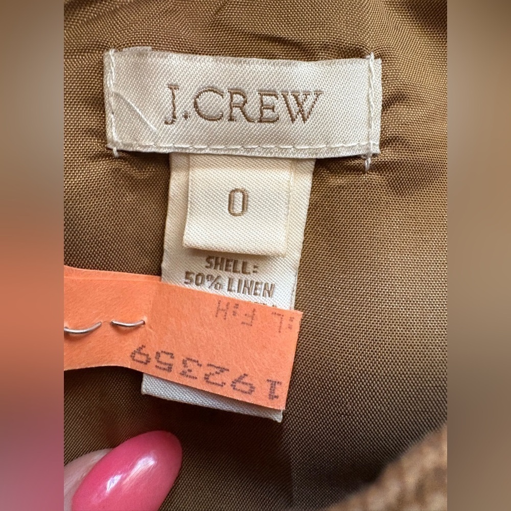 J Crew women’s Dorrie Linen Blend mini Skirt camel color sz 0 preloved - Picture 5 of 10